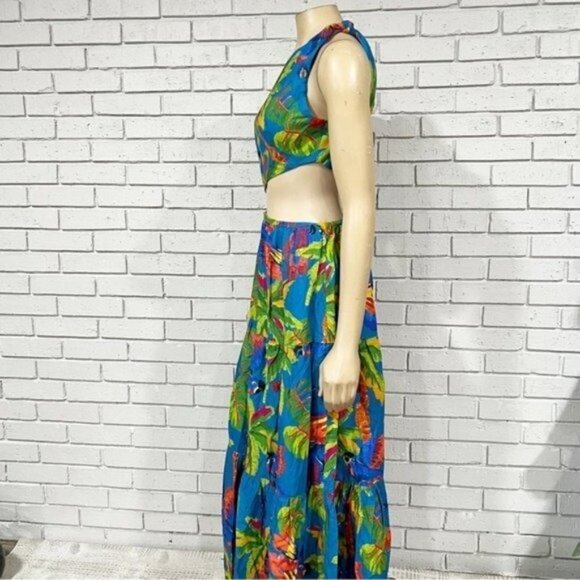 Farm Rio Women’s Blue Sunny Day One-shoulder Maxi Dress - Size M - Picture 9 of 16